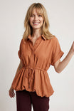 Drawstring Waist Bubble Hem Blouse
