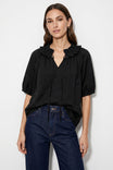 Ruffle Collar Short Sleeve Blouse