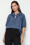 Ruffle Collar Short Sleeve Blouse