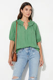Ruffle Collar Short Sleeve Blouse