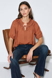 Ruffle Collar Short Sleeve Blouse