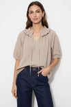 Ruffle Collar Short Sleeve Blouse
