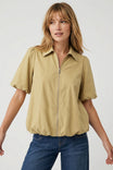 Bubble Hem Zip Front Blouse