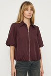 Bubble Hem Zip Front Blouse