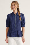 Zip Front Peplum Blouse