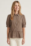 Zip Front Peplum Blouse