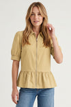 Zip Front Peplum Blouse