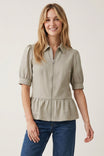 Zip Front Peplum Blouse