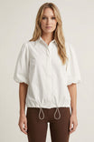 Drawstring Hem Bubble Sleeve Blouse