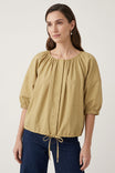 Drawstring Hem Dolman Sleeve Blouse