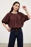 Drawstring Hem Dolman Sleeve Blouse