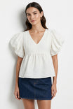 Statement Sleeve V-neck Linen Top