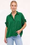 Short Ruffle Sleeve Button-up Blouse