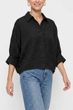 Textured Satin Dolman Short Sleeve Blouse
