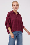 Textured Satin Dolman Short Sleeve Blouse