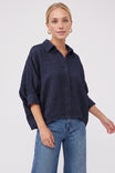 Textured Satin Dolman Short Sleeve Blouse
