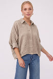 Textured Satin Dolman Short Sleeve Blouse
