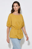 Drawstring Waist Dolman Sleeve Blouse