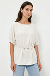 Drawstring Waist Dolman Sleeve Blouse