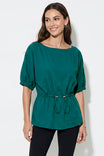 Drawstring Waist Dolman Sleeve Blouse