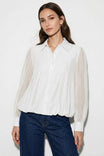 Textured Button Front Bubble Blouse