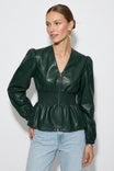 Vegan Leather Long Sleeve Zippered Blouse