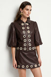 Vegan Leather Grommet Trim Jacket