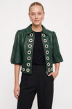 Vegan Leather Grommet Trim Jacket