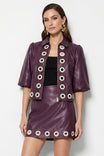 Vegan Leather Grommet Trim Jacket