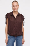 Ruched Shoulder Bubble Hem Blouse