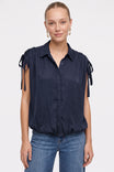 Ruched Shoulder Bubble Hem Blouse