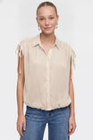 Ruched Shoulder Bubble Hem Blouse