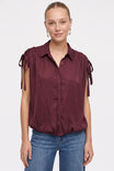 Ruched Shoulder Bubble Hem Blouse