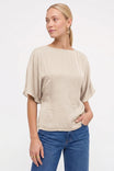 Back Tie Dolman Sleeve Silky Blouse