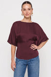 Back Tie Dolman Sleeve Silky Blouse