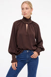 Smocked Metallic Trim Billowy Blouse