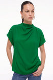 Mock Neck Draped Satin Blouse