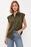 Relaxed Sleeveless Button Up Blouse