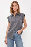 Relaxed Sleeveless Button Up Blouse