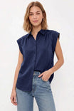 Relaxed Sleeveless Button Up Blouse