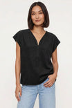 Half Zip Soft Matte Drop Shoulder Blouse