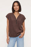 Half Zip Soft Matte Drop Shoulder Blouse