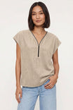 Half Zip Soft Matte Drop Shoulder Blouse