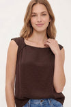 Draped Square Neck Sleeveless Top