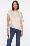 Asymmetrical Side Tie Satin Blouse