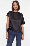 Asymmetrical Side Tie Satin Blouse