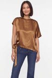Asymmetrical Side Tie Satin Blouse