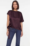 Asymmetrical Side Tie Satin Blouse