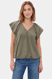 Soft Bubble Hem Short Sleeve Top