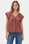 Soft Bubble Hem Short Sleeve Top